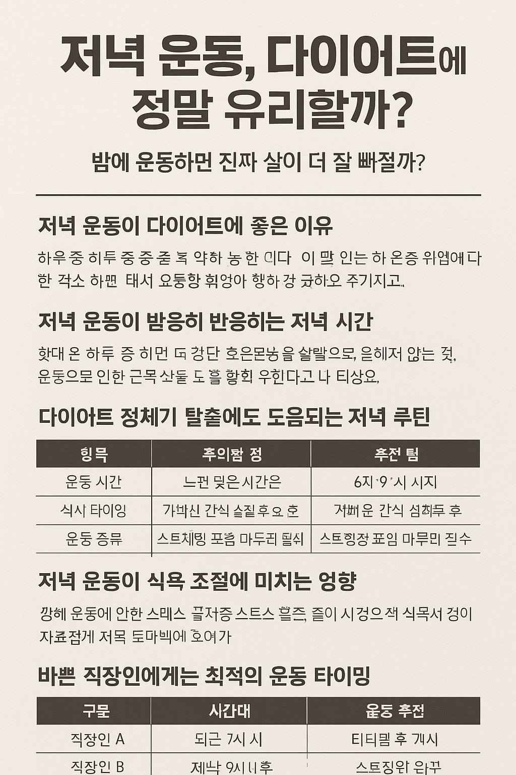 저녁 운동, 다이어트에 정말 유리할까?