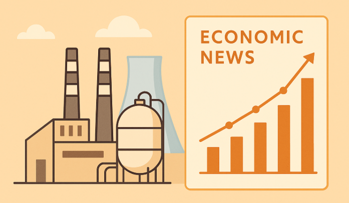 화학.에너지 공장과 경제그래프 이미지