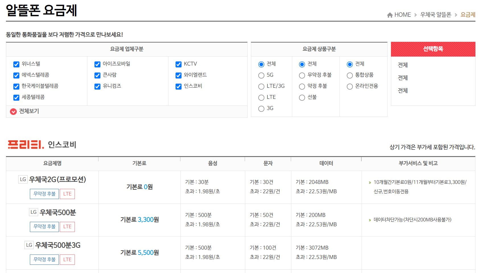 알뜰폰 요금제 설명하는 사진입니다.