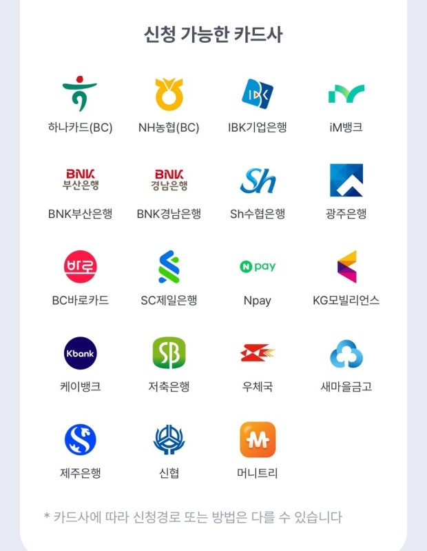 카드사별 신청사진