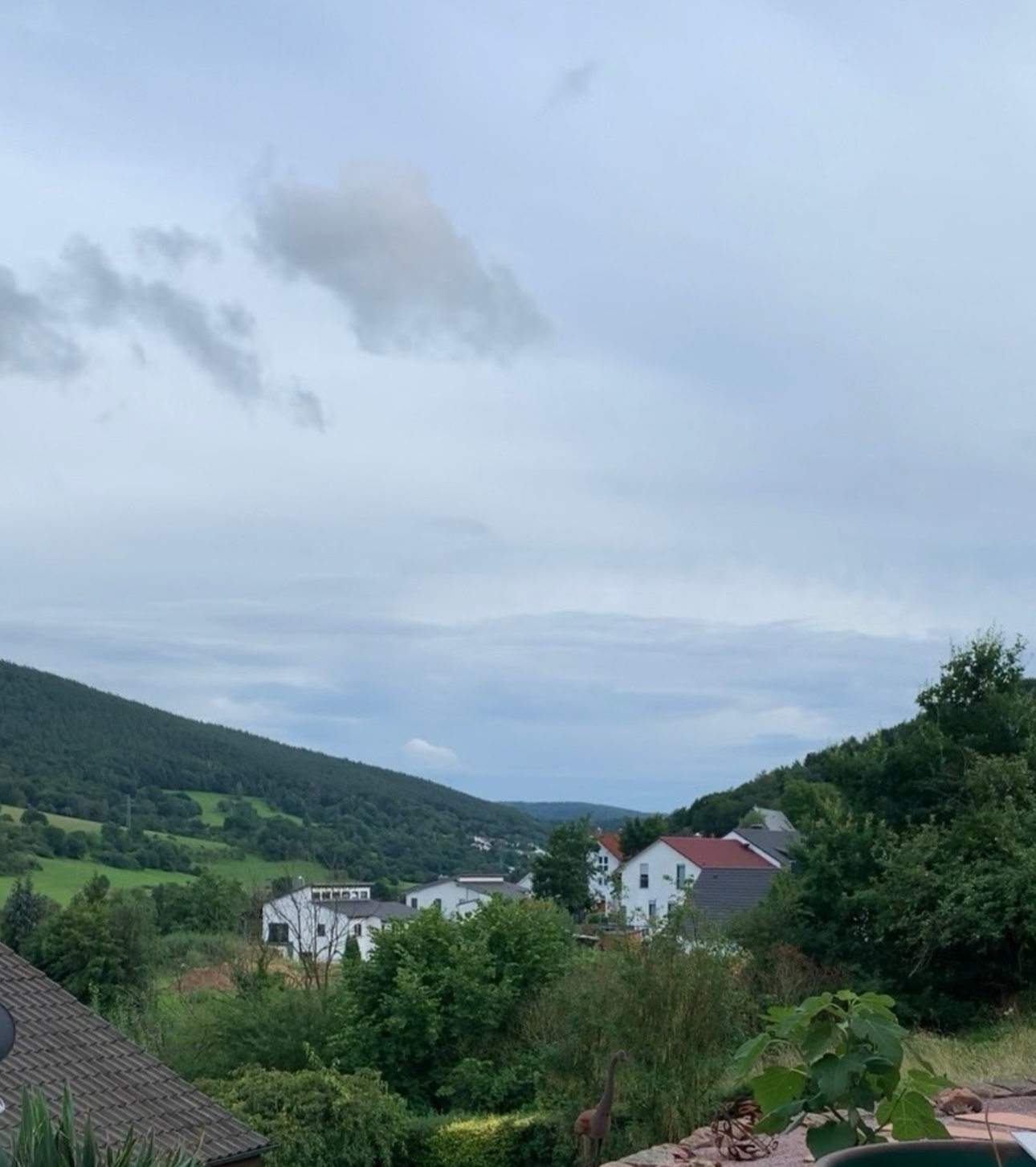 숙소에서 내려다 보이는 숲속에 묻힌 아담한 밀튼버그 마을 모습