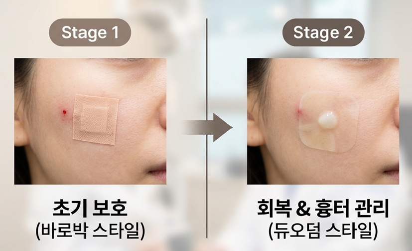 시술 후 단계별 밴드 사용 순서 요약 이미지