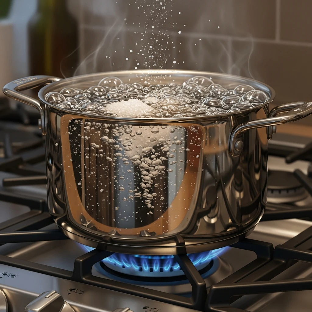 소금 넣은 물이 끓는 장면