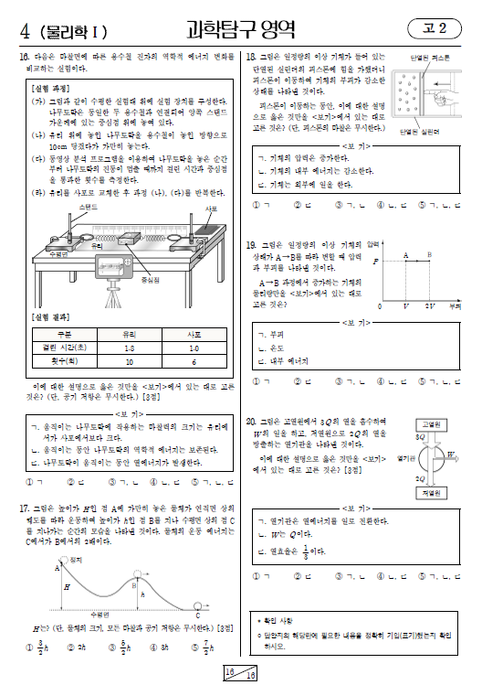 2020-6월-고2-모의고사-물리학 1-기출문제-다운