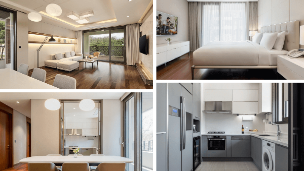 서머셋 제주 신화월드 패밀리스위트 주방 거실 객실