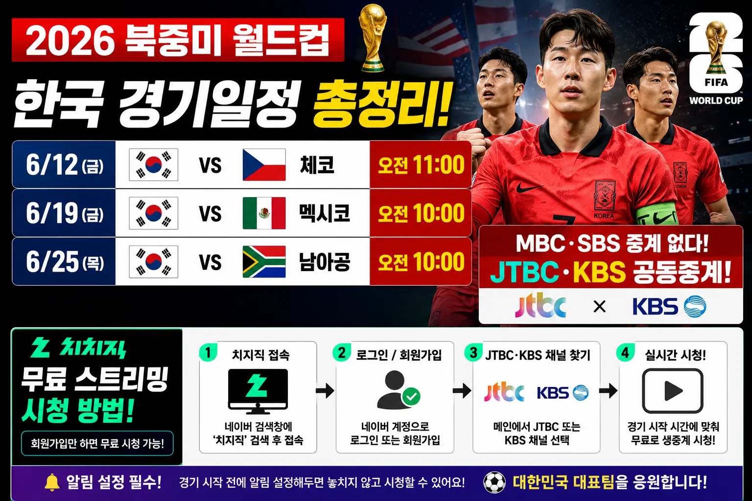 2026 북중미 월드컵 한국경기일정 총정리 이미지