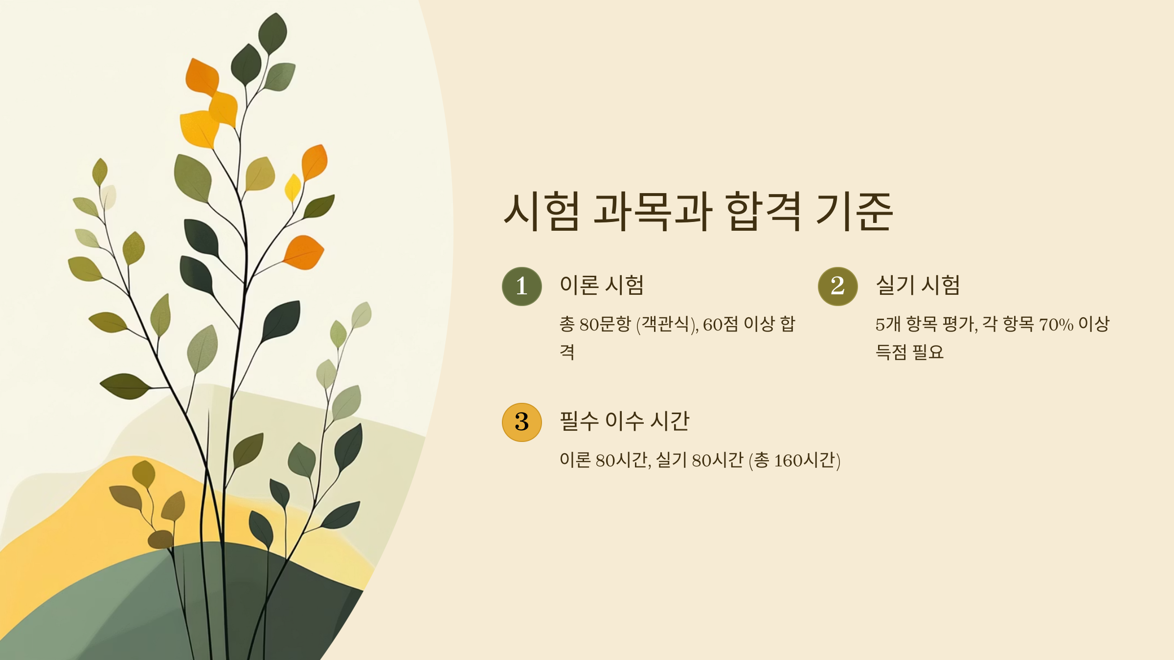 시험 과목과 합격 기준
