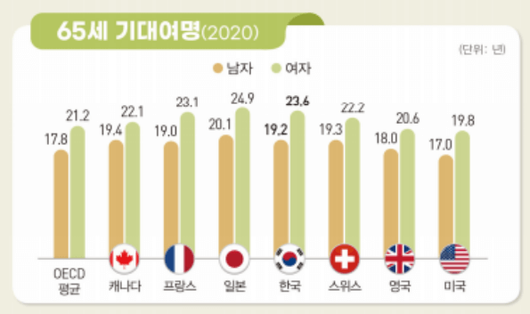 65세 기대여명 그래프
