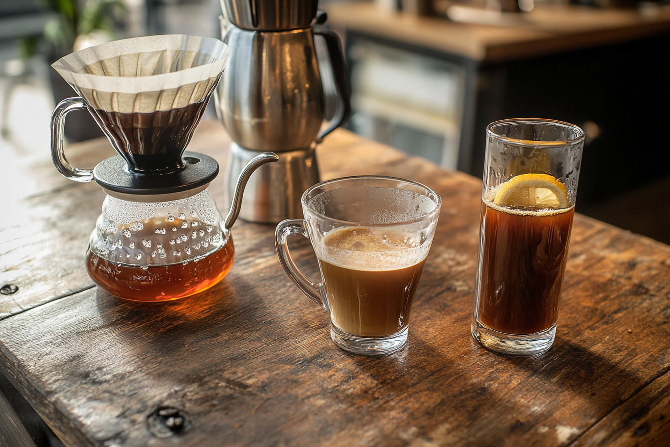세 가지 브루잉 방식 비교 구성