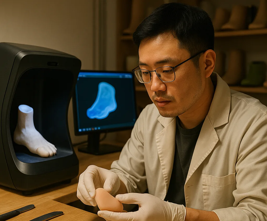 맞춤 엄지발가락을 만드는 의지공학자
