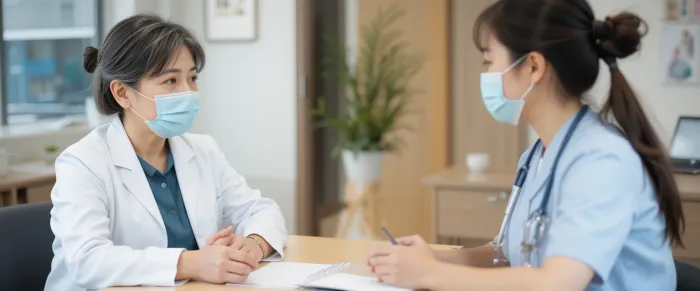 병원에서 상담 중인 여성