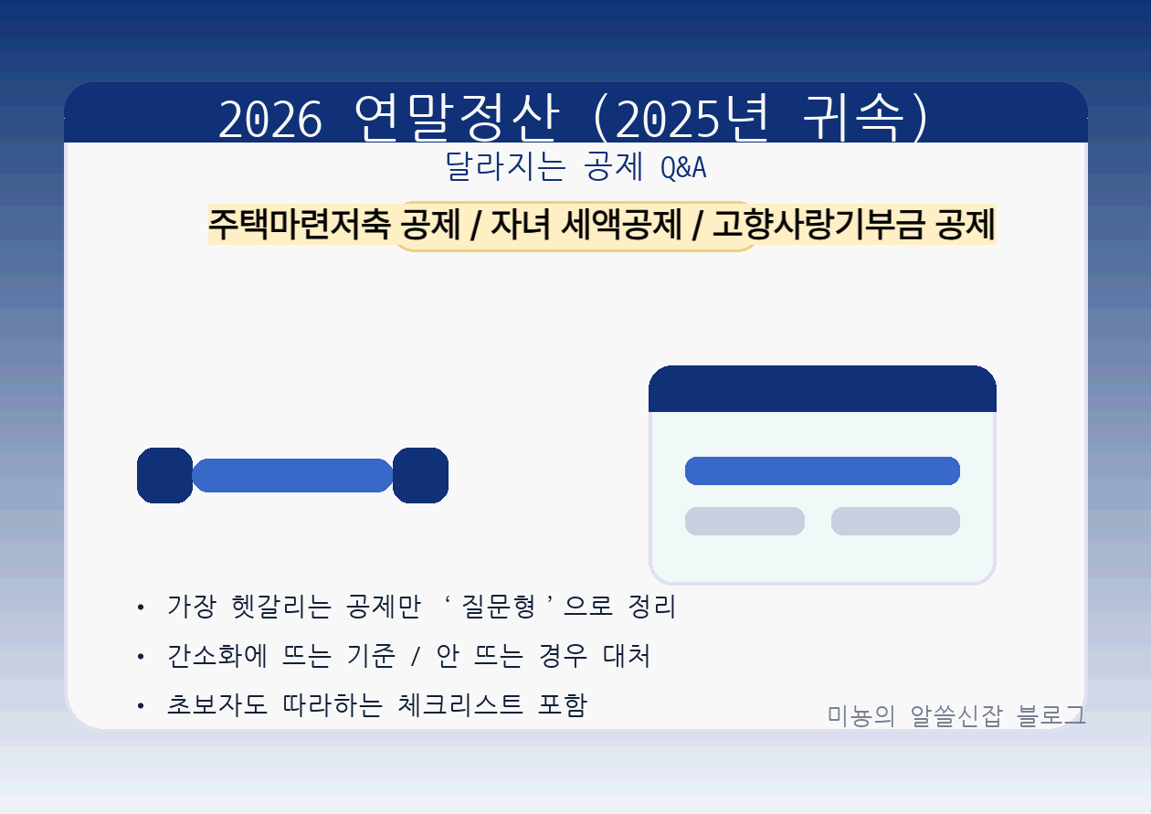 2026 연말정산(2025년 귀속) 달라지는 공제|주택마련저축 공제 / 자녀 세액공제 / 고향사랑기부금 공제