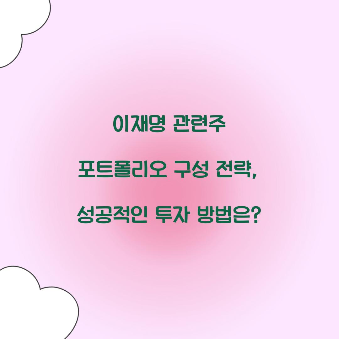 이재명 관련주 포트폴리오 구성 전략