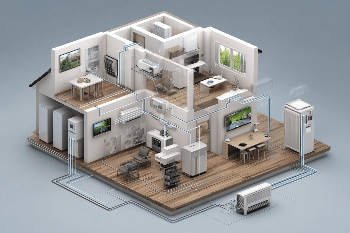 시스템-에어컨의-구조와-집-내부-이미지