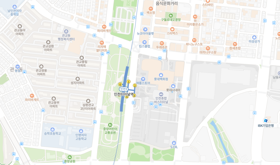 롯데백화점 인천점 위치