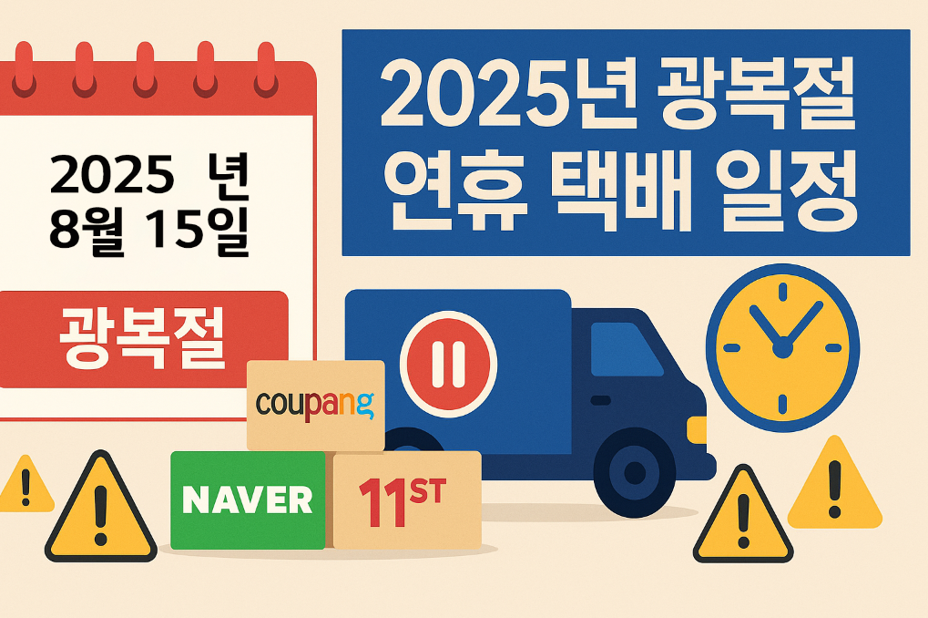 2025년 광복절 연휴 택배 배송 일정 총정리 - 쿠팡/네이버/11번가 휴무일 안내