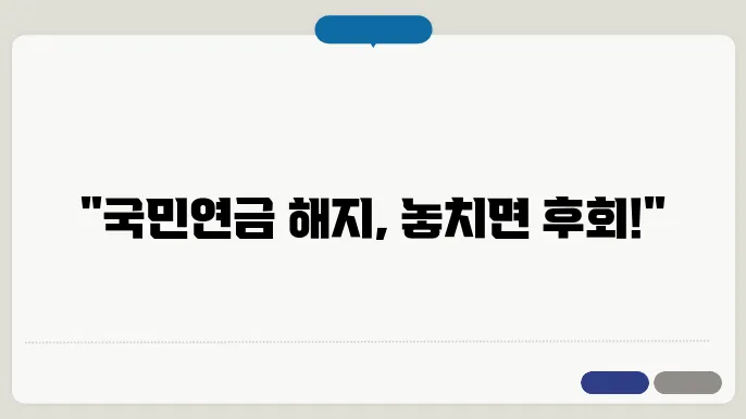 국민연금 해지 시 유의사항