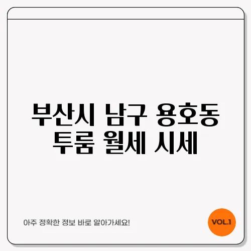 부산시 남구 용호동 투룸 월세 시세, 가격비교