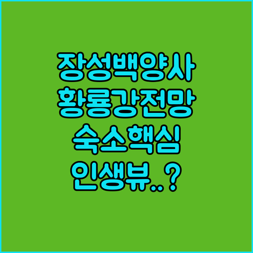 장성 백양사 근처 호텔 및 황룡강 전..