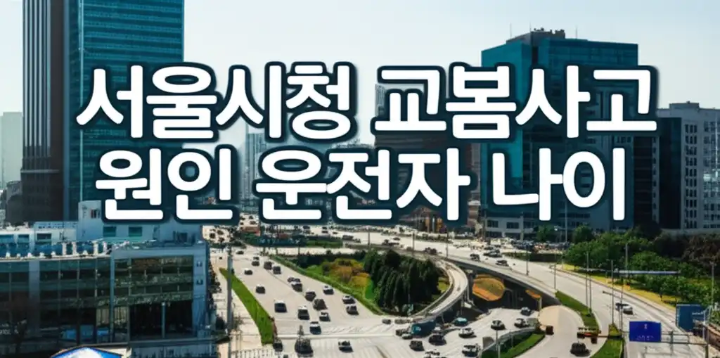 서울시청 주변 도로에서 발생한 교통사고를 상징하는 이미지와 안전 운전 표지판