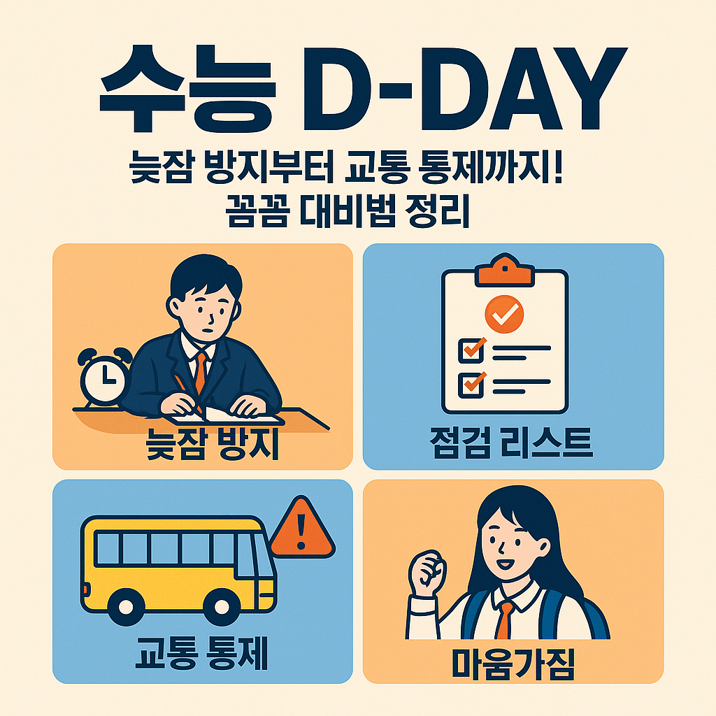 🎓 수능 D-day, 늦잠 방지부터 교통 통제까지! 꼼꼼 대비법 정리