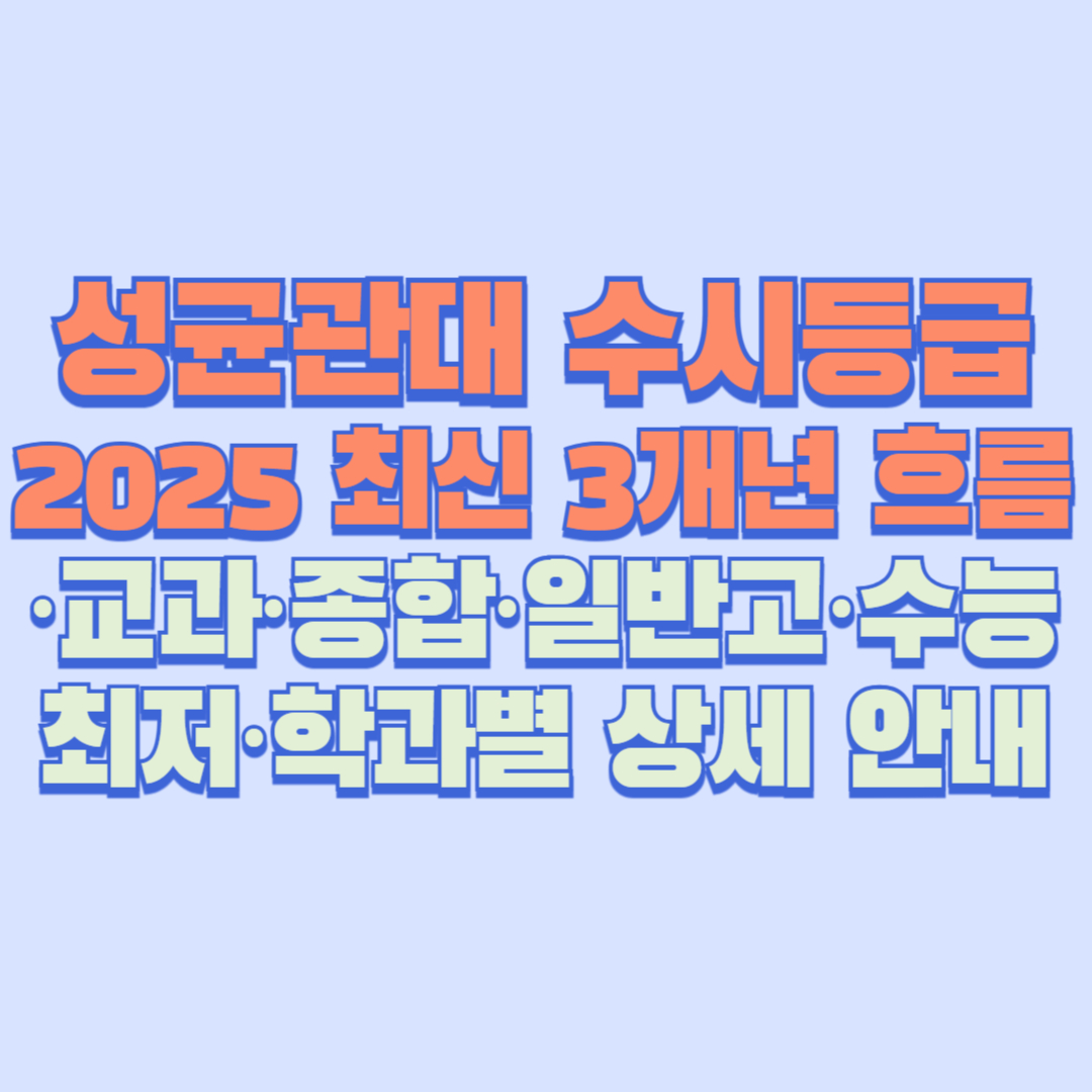 🎓 성균관대 수시등급 완전정리 │ 2025 최신 3개년 흐름&middot;교과&middot;종합&middot;일반고&middot;수능최저&middot;학과별 상세 안내