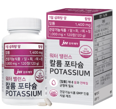 JW중외제약 워터 밸런스 칼륨 포타슘 120g&#44; 1개&#44; 120정