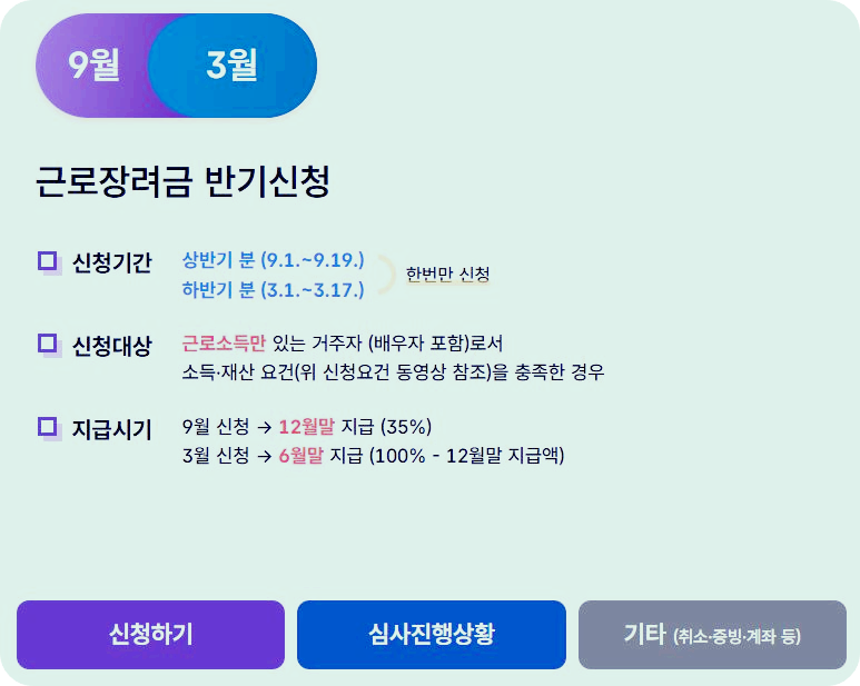 근로장려금 반기 신청