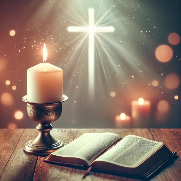 새해의 희망과 믿음을 상징하는 촛불과 성경
