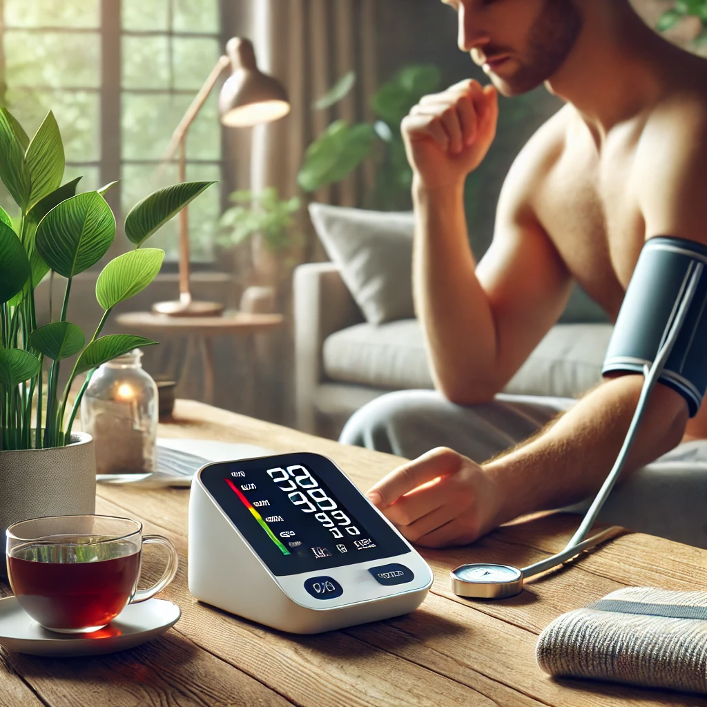 혈압 관리와 건강한 라이프스타일을 상징적으로 표현한 이미지