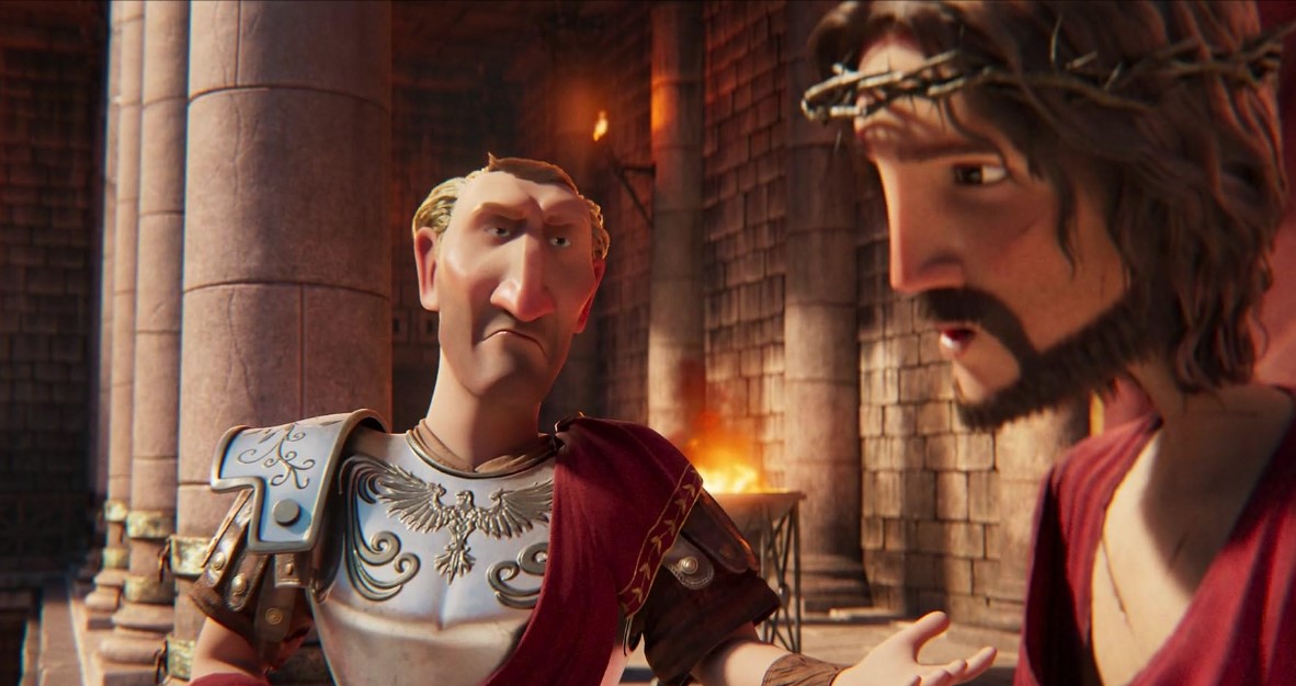 킹 오브 킹스 애니메이션에서 예수에게 질문을 던지는 빌라도 총독 장면