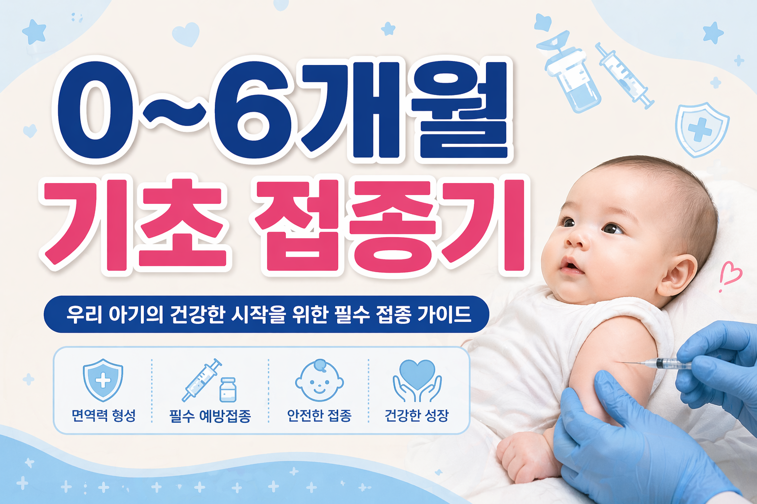 0개월~6개월 기초 접종기 간단 설명입니다.