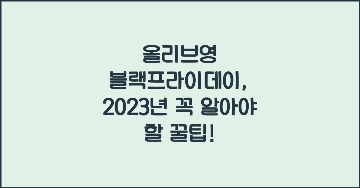 올리브영 블랙프라이데이