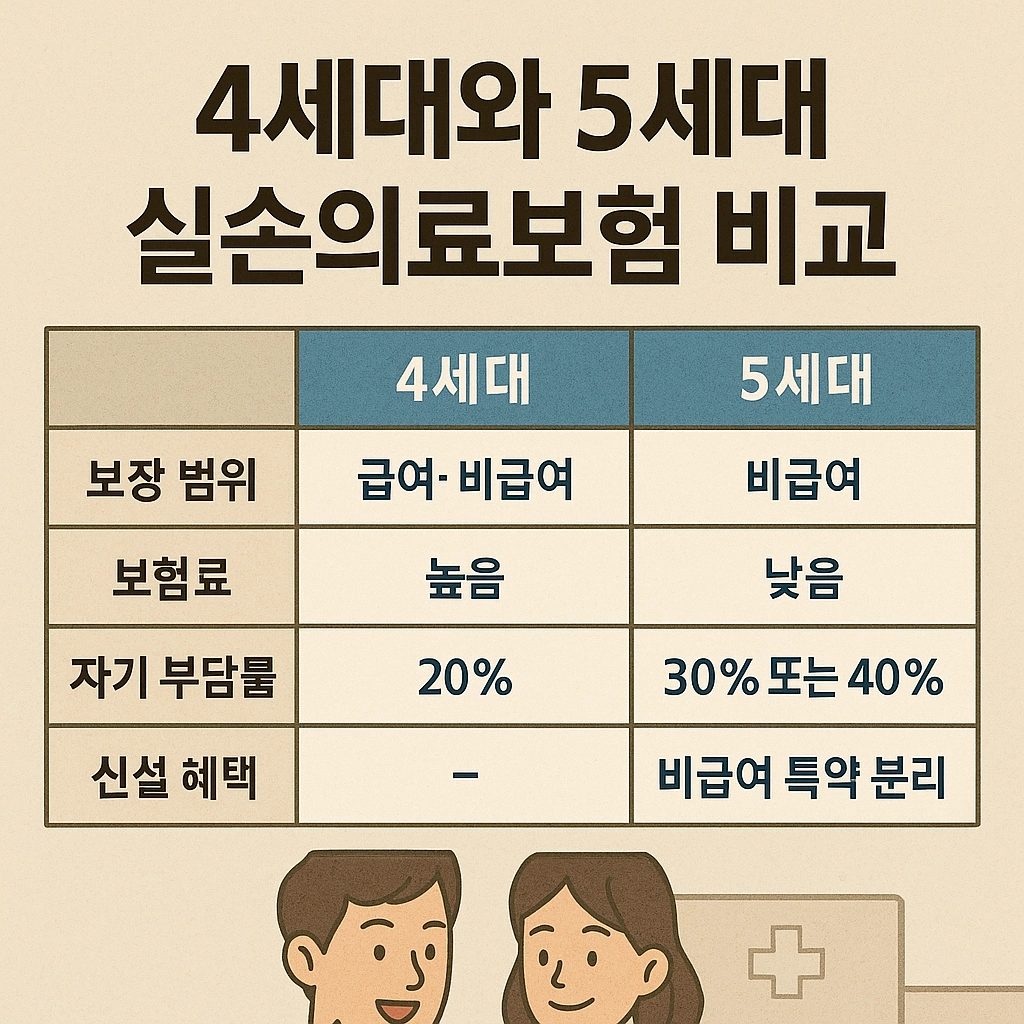 5세대 실손보험 4세대 비교 분석 차이점 장단점