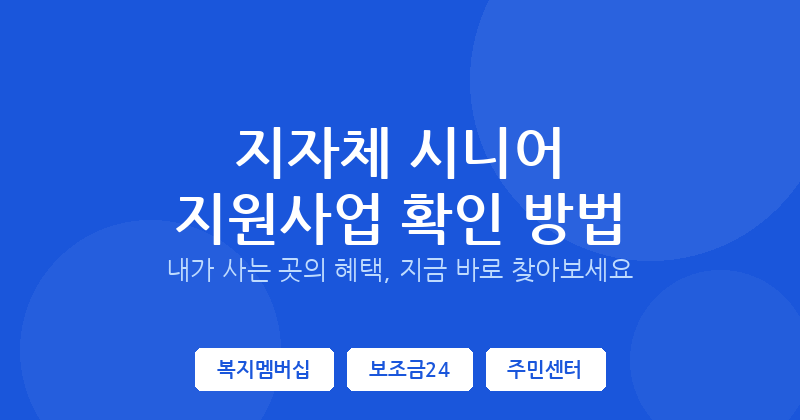 지자체 시니어 지원사업 확인 방법