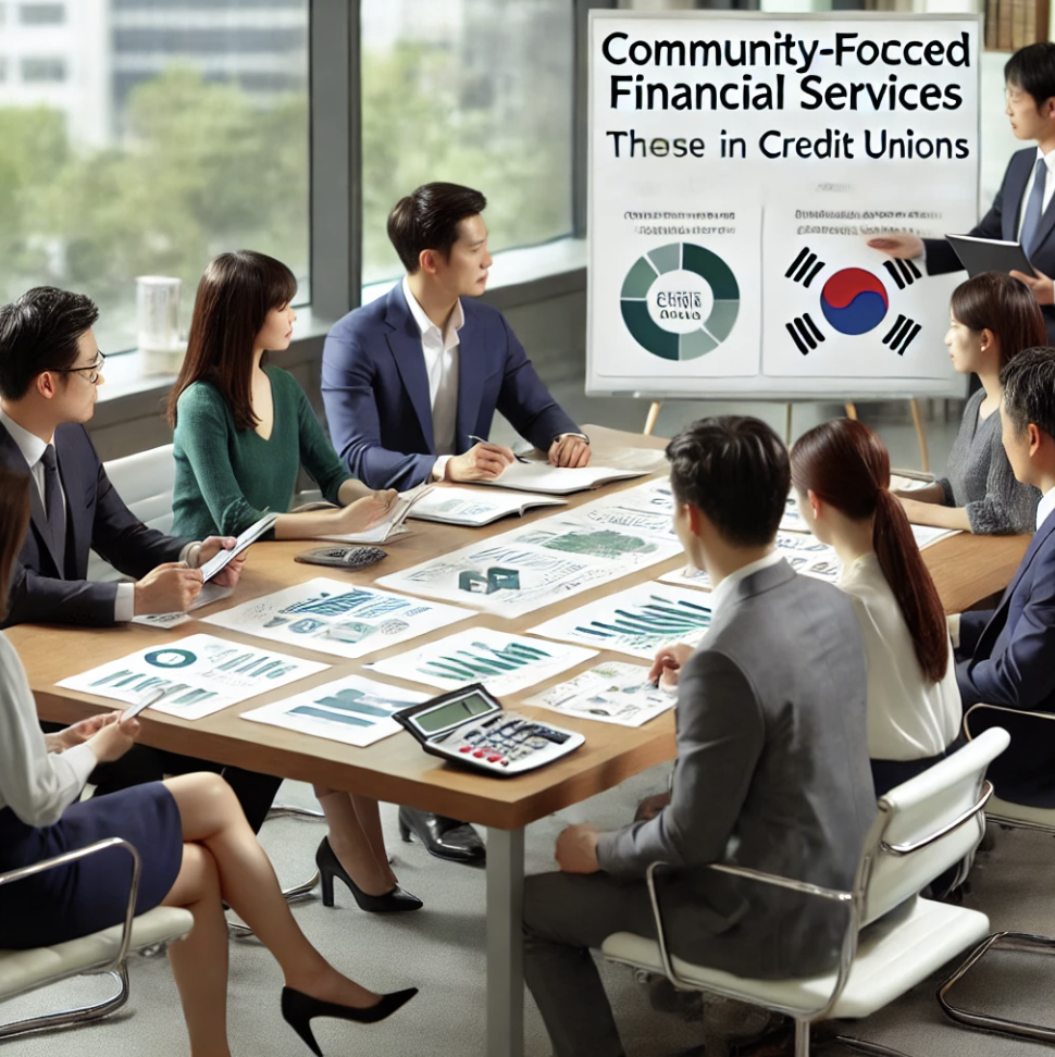 신용협동조합에서 커뮤니티 중심의 금융 서비스를 논의하는 장면