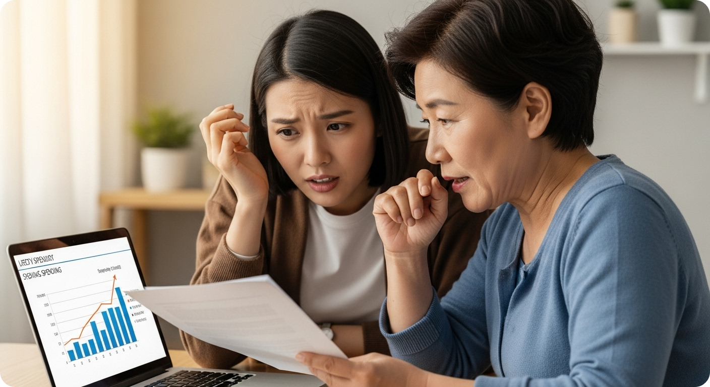 노트북으로 상생페이백 관련 정보를 함께 확인하며 논의하는 모습