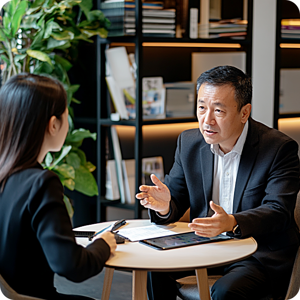 지원 상담을 하는 사람을 하는 두 사람