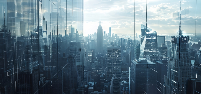 방화지구가 지정될 수 있는 고층 건물이 밀집한 대도시 지역 전경