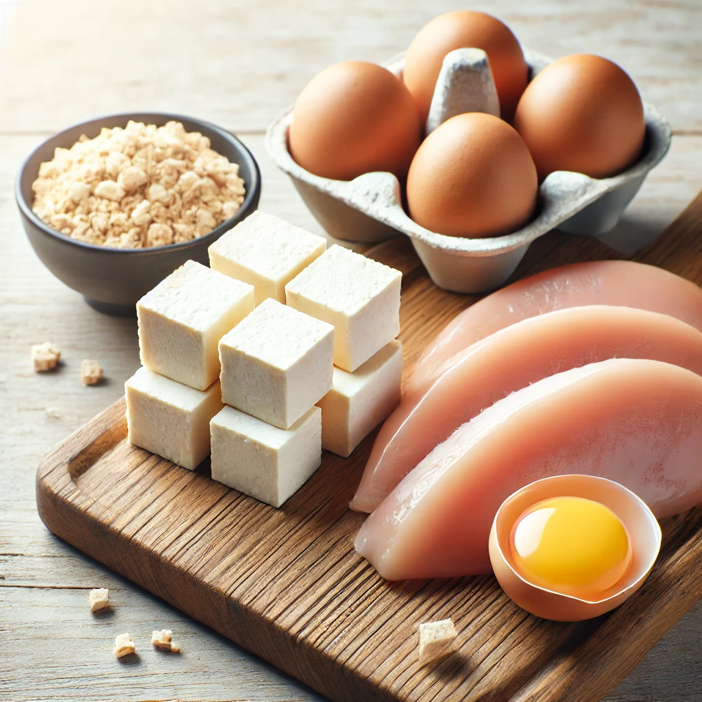 닭가슴살, 두부, 달걀