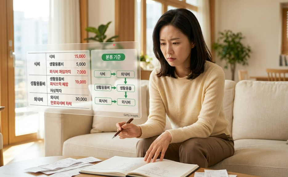 소비 항목 분류 기준 흐려질 때 지출 오류 구조 시각화