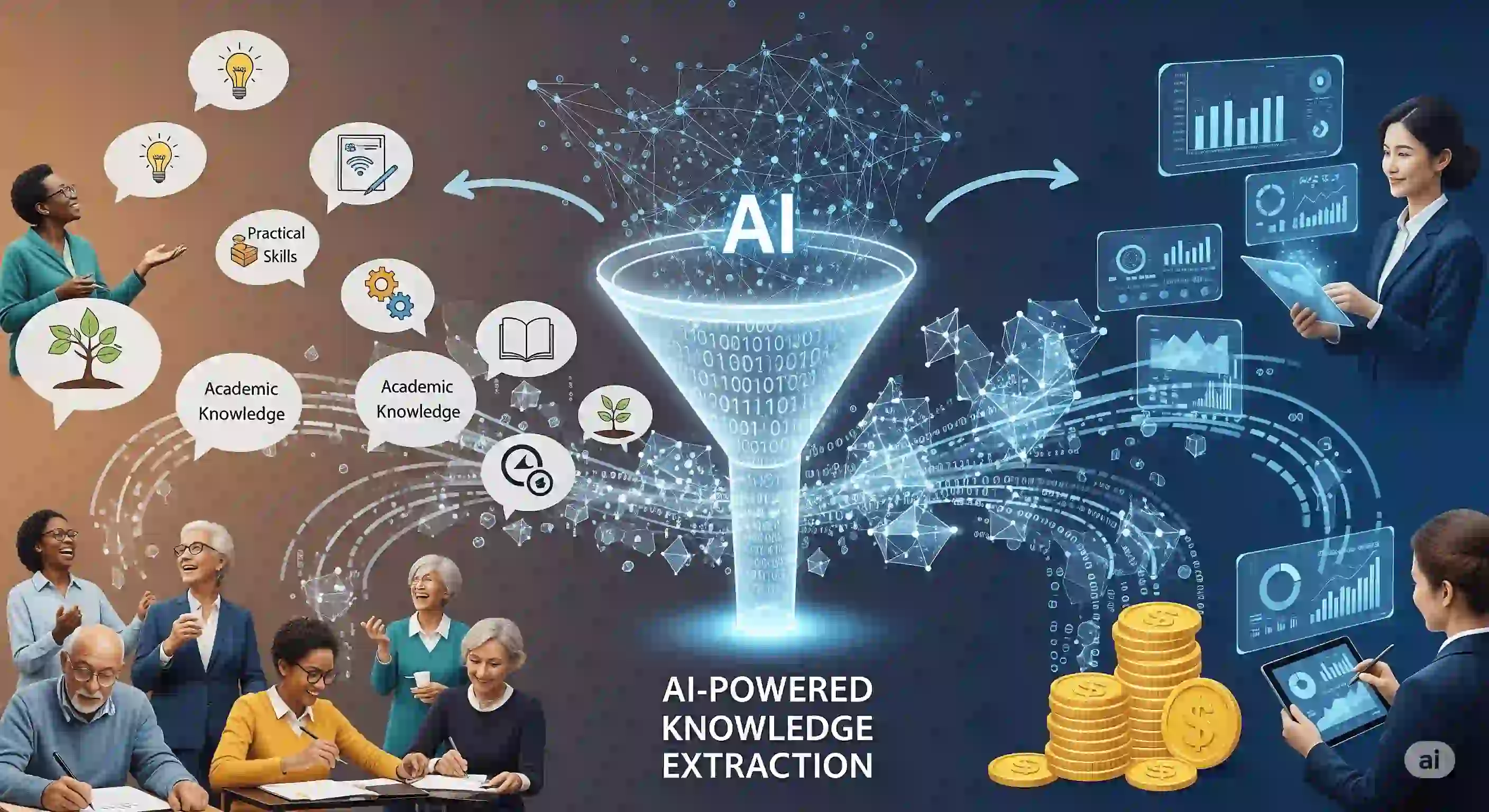 <img src="ai_experience_data_profit.webp" alt="AI 기술을 활용해 중장년층의 지혜와 노하우를 데이터로 전환해 수익화하는 과정을 시각화한 이미지입니다.">