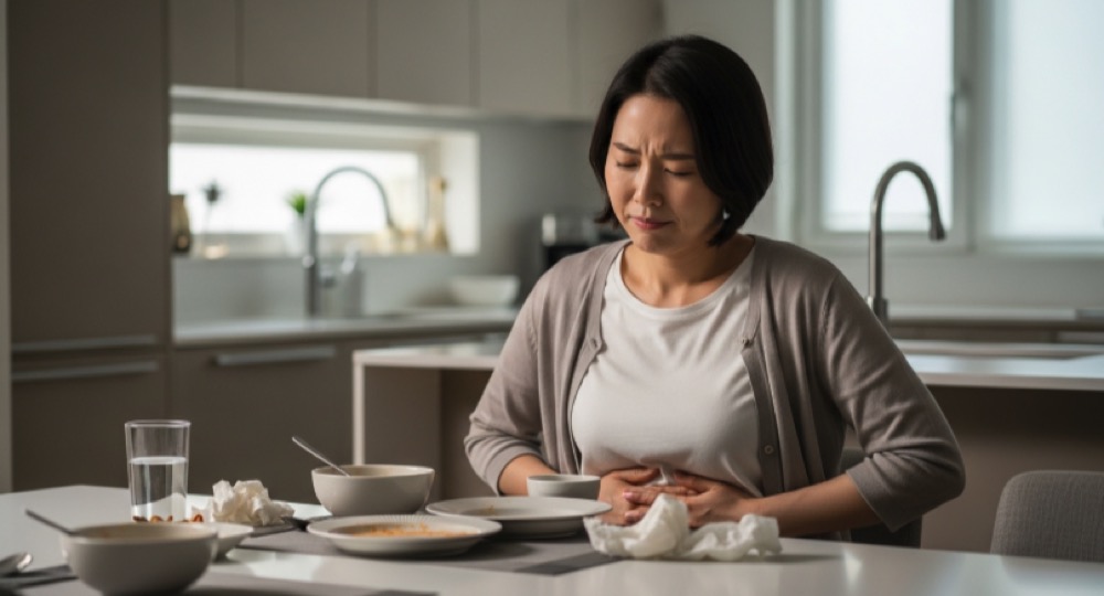 속쓰림 원인 식후 불편 모습