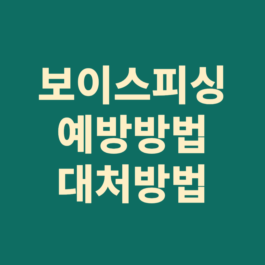 보이스피싱 예방방법 피해 시 대처방법