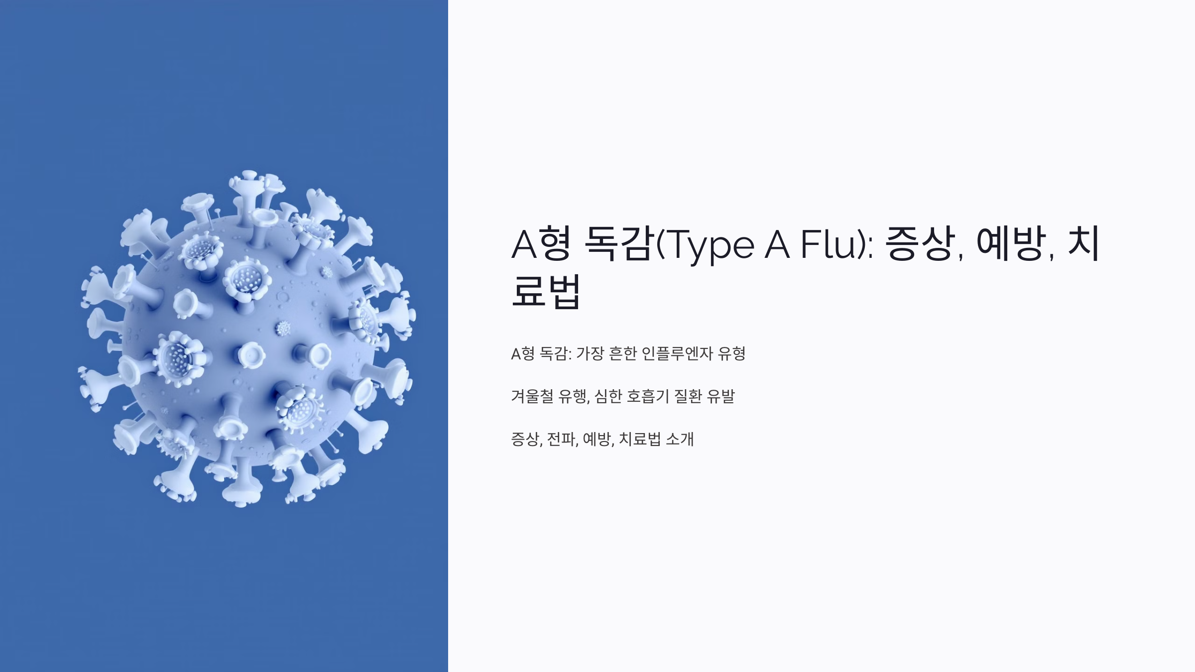 A형 독감 : 증상, 예방, 치료법