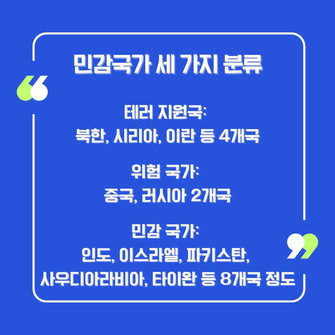 민감국가 세가지 분류