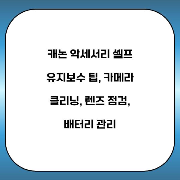 캐논 악세서리 셀프 유지보수 팁