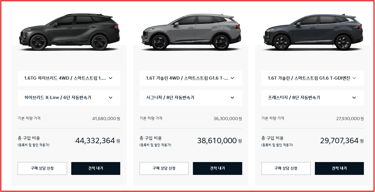 기아-뉴-스포티지-가격표