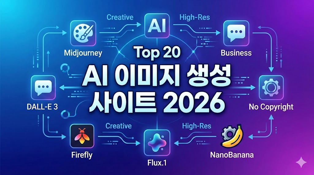 2026년 최고의 AI 이미지 생성 사이트 TOP 20 비교 분석 인포그래픽과 비즈니스 활용 전략 가이드 핵심 키워드 정리 이미지