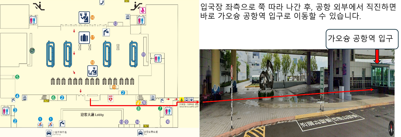 MRT로 가오슝 공항에서 가오슝 기차역으로 이동하기